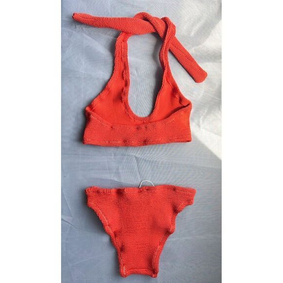 NEW Free People x Reina Olga Pilou Bikini Set in Orange One Size Low Rise Halter - Picture 6 of 7